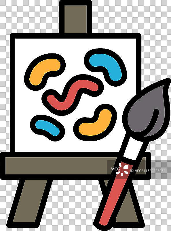 一幅黑白画，描绘了一支画笔和一个图片素材