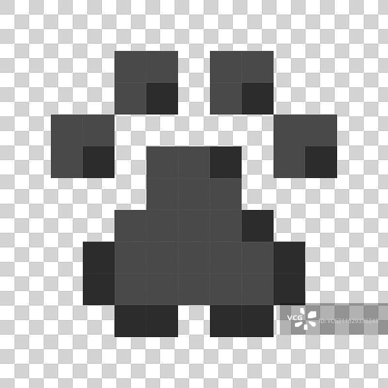 像素爪子 可爱的动物腿 爪印 8位复古风格图片素材