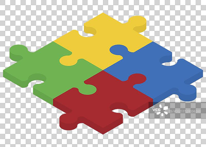 等距拼图块的概念集合图片素材