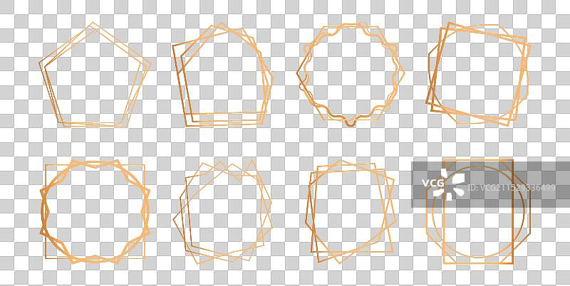 几何多面体抽象金色框架图片素材