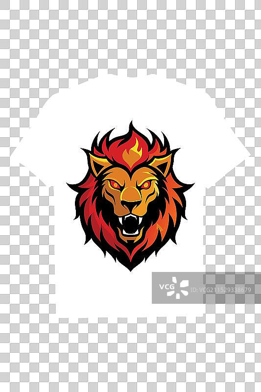 火焰鬃毛的凶猛狮子 - 艺术作品图片素材