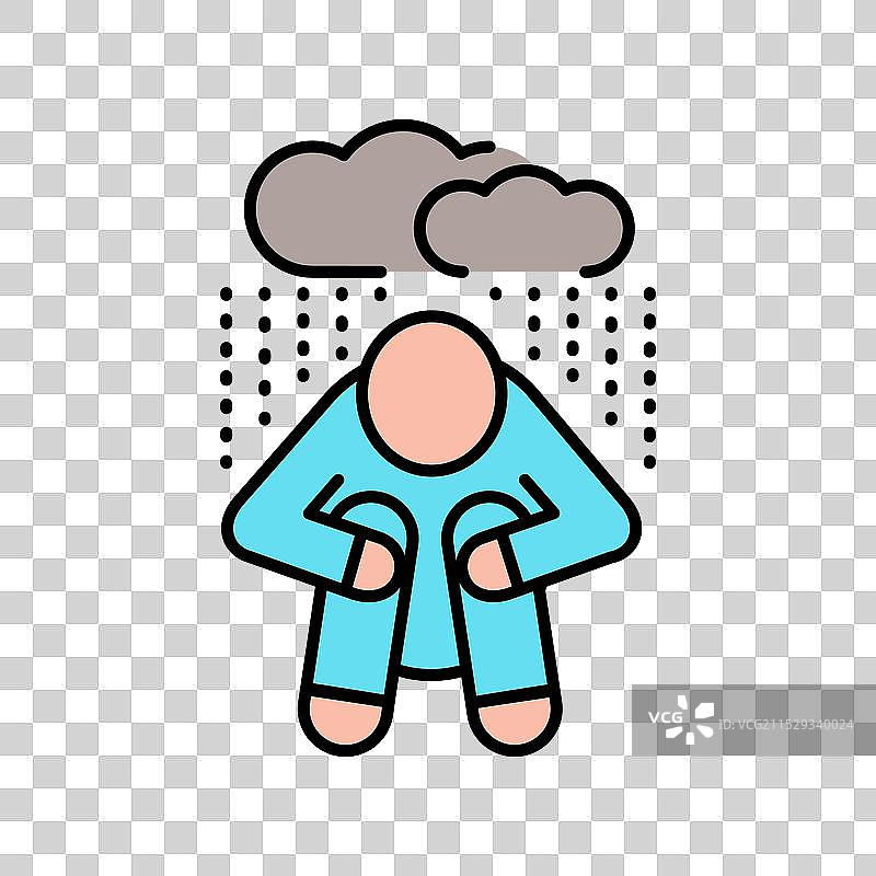 抑郁症线条黑色图标，用于网页设计图片素材