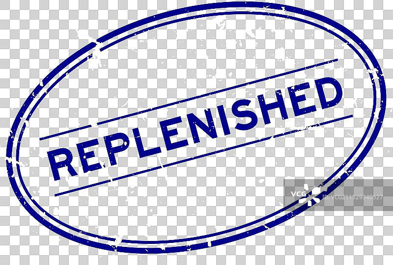 复古蓝色补充字样椭圆形橡胶印章图片素材