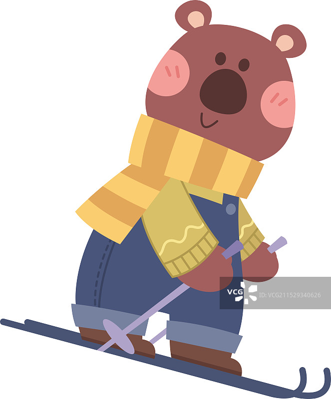 卡通小熊滑雪矢量图案图片素材