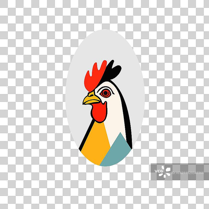 带有红色鸡冠的鸡在圆形标志模板中图片素材