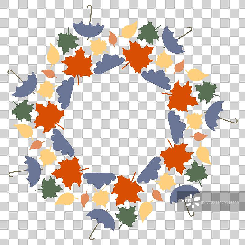 秋季花环由秋天的树叶制成图片素材