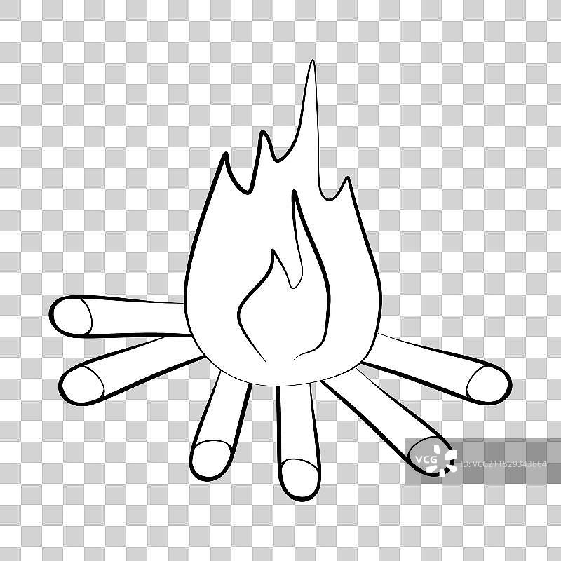 简单的篝火图标，孤立在灰色背景上图片素材