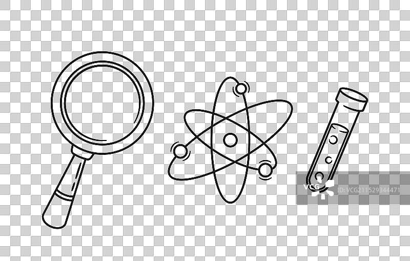 科学教育涂鸦，包含放大镜元素图片素材