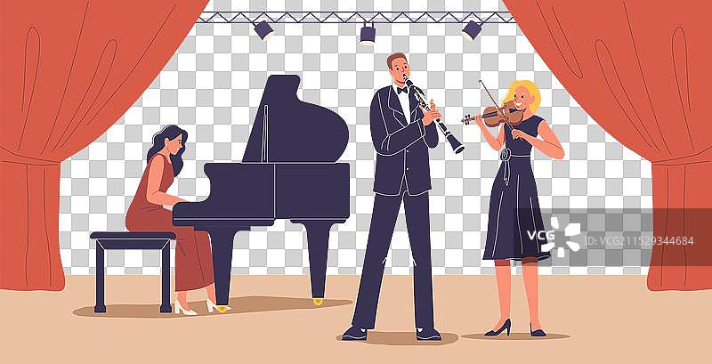 交响乐团在舞台上演出图片素材