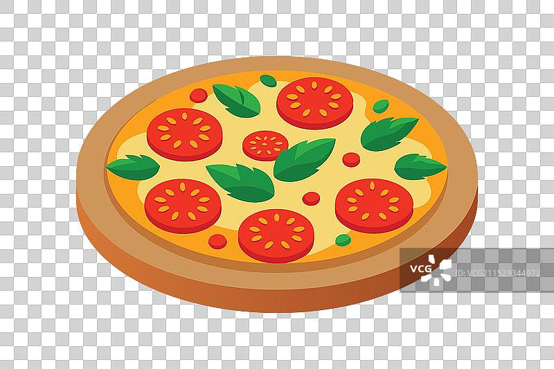 美味的素食披萨，上面放着番茄图片素材
