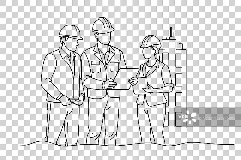 工程师团队正在查看和检查细节图片素材