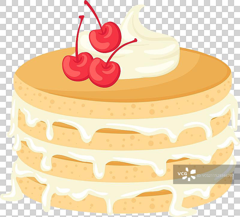 卡通风格的奶油樱桃煎饼图片素材