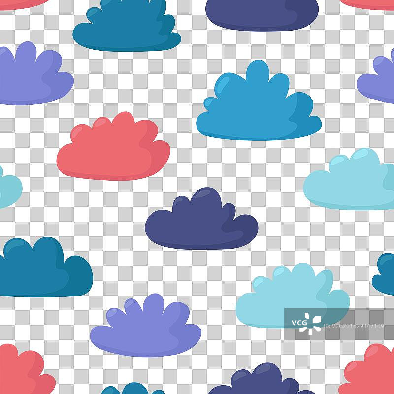彩色云朵无缝图案，欢快的装饰性设计图片素材