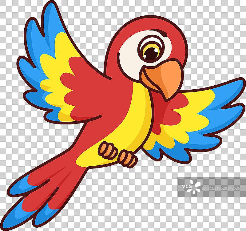 色彩斑斓的鹦鹉飞翔卡通图标，异国鸟类图片素材