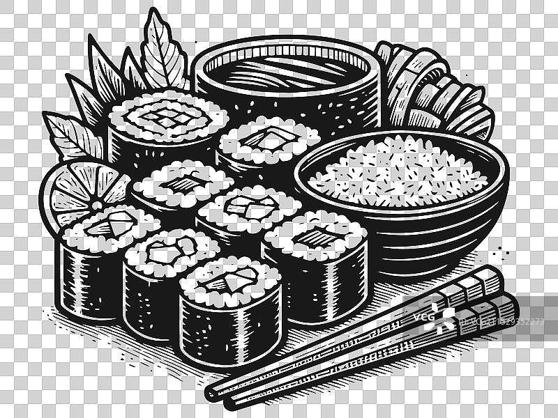 传统日本料理寿司盘图片素材