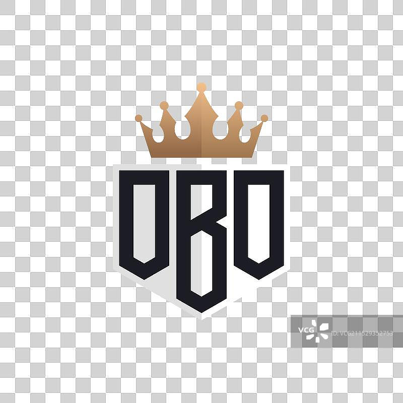 奢华的 OBO 标志，配有皇冠和优雅的首字母 OBO图片素材