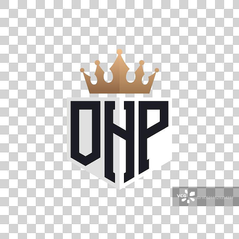 奢华的OHP标志，带有皇冠和优雅的首字母OHP图片素材