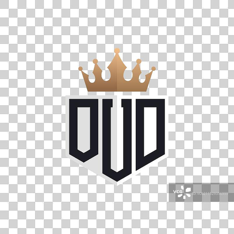 奢华的乌德香水标志，配有优雅的王冠和首字母图片素材