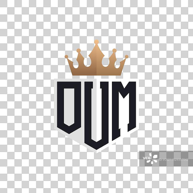 奢华的OUM标志，配有优雅的王冠和首字母OUM图片素材