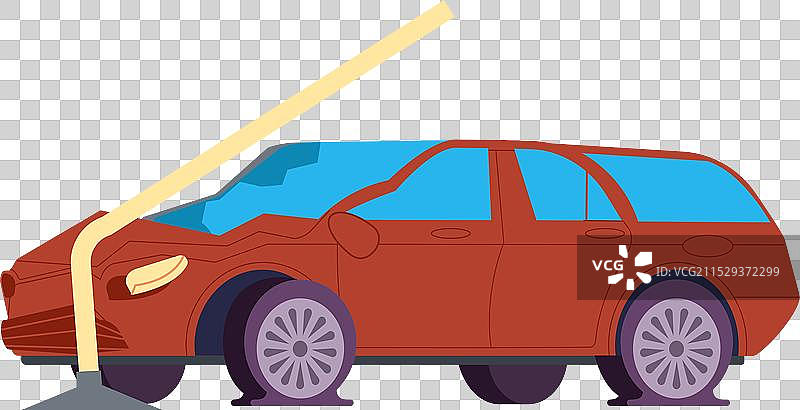 汽车撞上了街道上的金属路灯杆图片素材