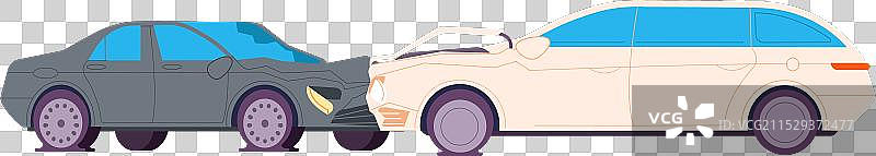 道路上的汽车碰撞，受损的车辆颜色图片素材