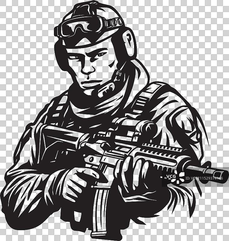战斗警惕步枪徽章设计步枪图片素材