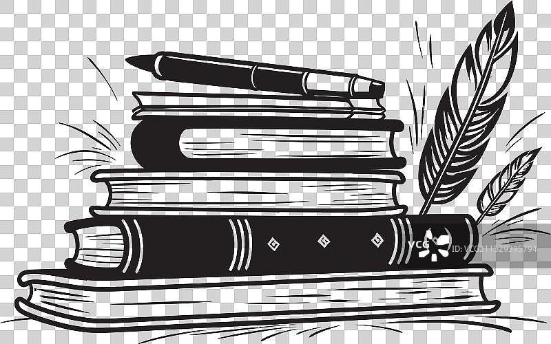 学者书写的标志性图书馆徽标图片素材