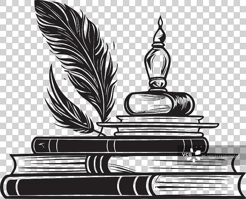 文学关键象征书堆图标图片素材