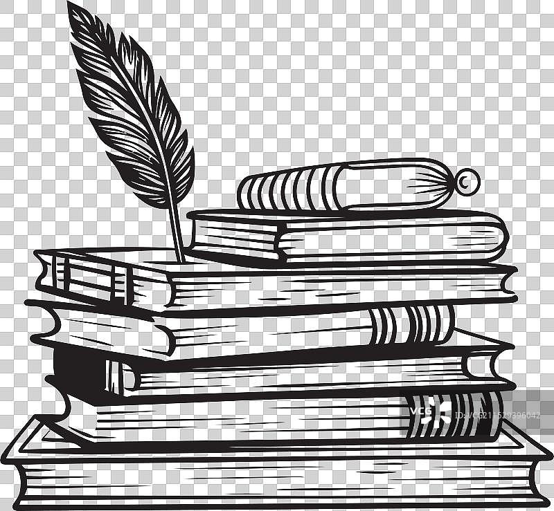 象征性的羽毛笔和羊皮纸图片素材