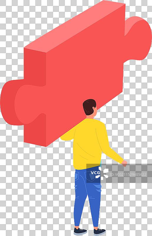 男人携带拼图块，团队合作与协作图片素材