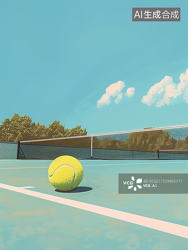 【AI数字艺术】网球场与网球图片素材