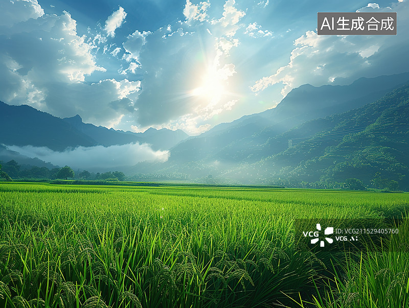 【AI数字艺术】天空 小麦 背景素材图片素材