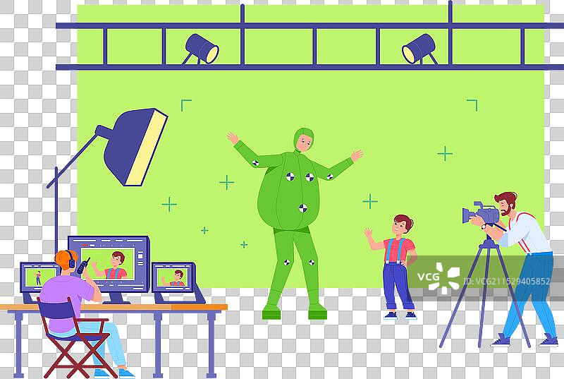 现代电影在绿幕上拍摄图片素材