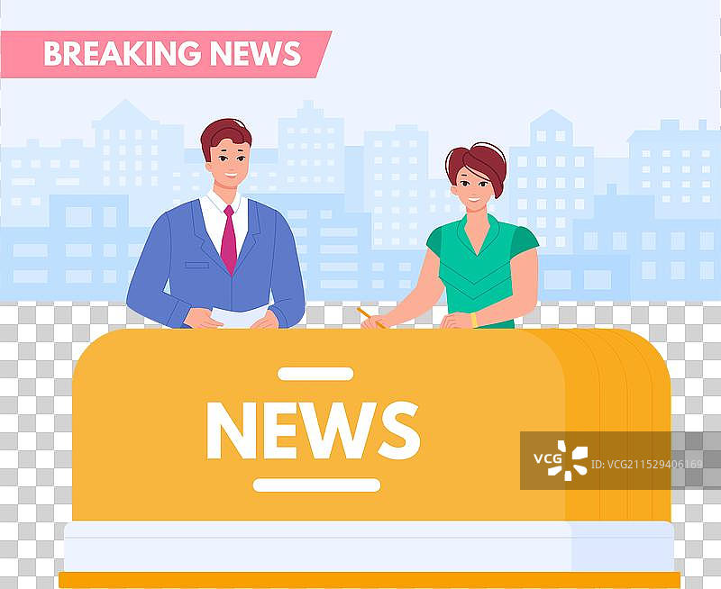 新闻主播男女在电视演播室内图片素材