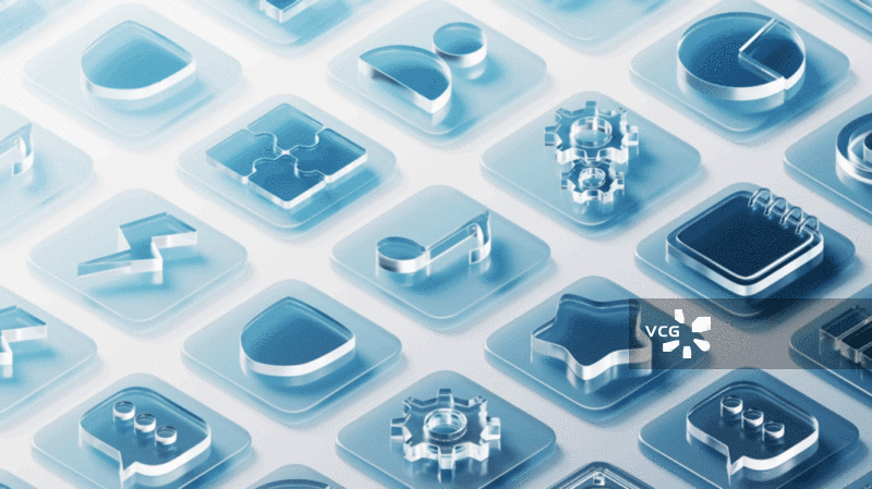 排列整齐的应用软件图标三维渲染图片素材