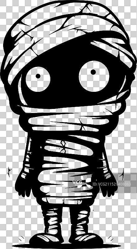 复古的可怕甜心木乃伊图标，阴森可怖图片素材