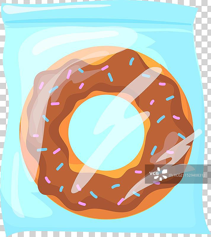 外卖午餐的塑料包装甜甜圈卡通图标图片素材