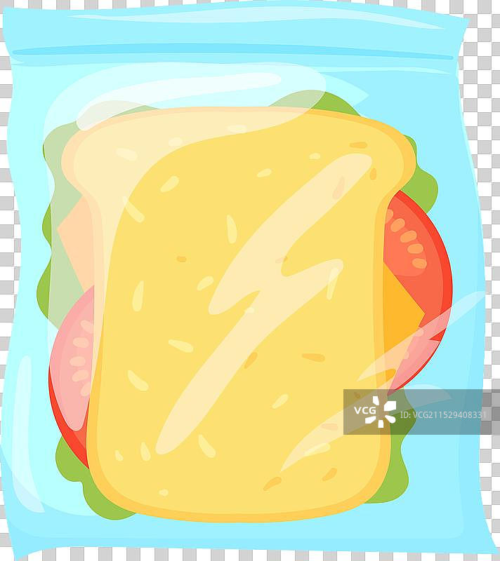 塑料包装中的三明治卡通图标与拉链袋图片素材