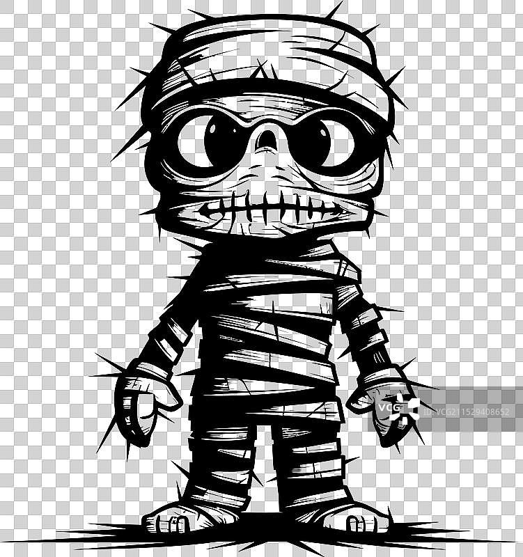 复古可爱的木乃伊标志，带有古怪的微笑图片素材