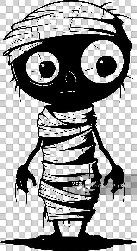 复古风格的可爱木乃伊图标设计图片素材