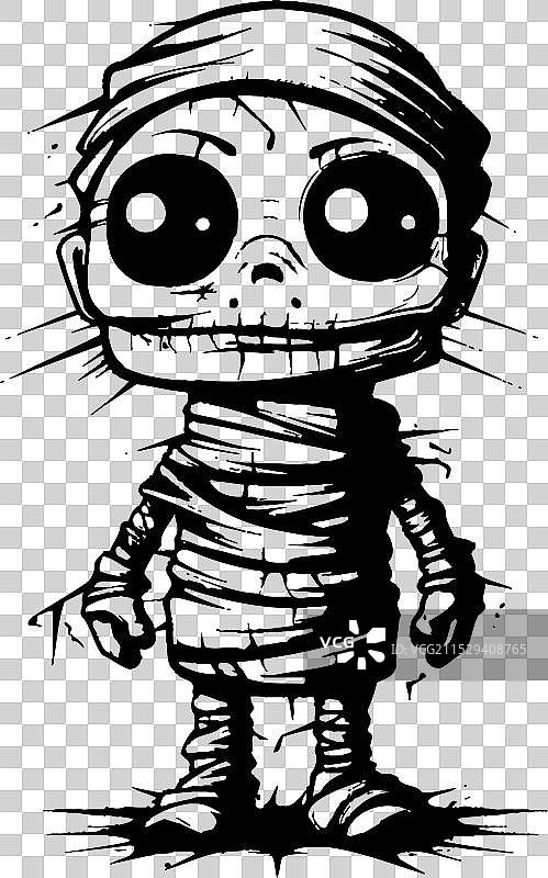 可爱的防腐木乃伊复古标志图片素材