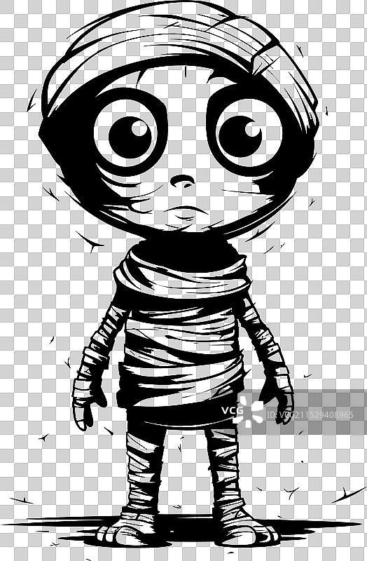 复古风格的可爱木乃伊图标设计图片素材