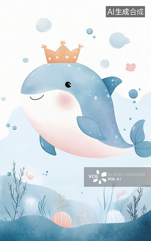 【AI数字艺术】可爱的小海豚艺术插画图片素材