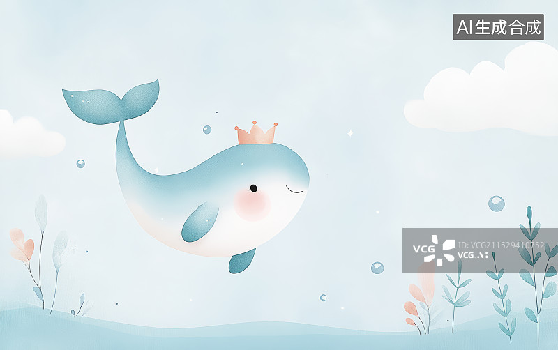 【AI数字艺术】可爱的小海豚艺术插画图片素材