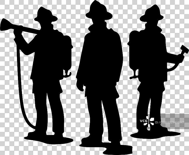 扁平设计的消防员剪影图片素材