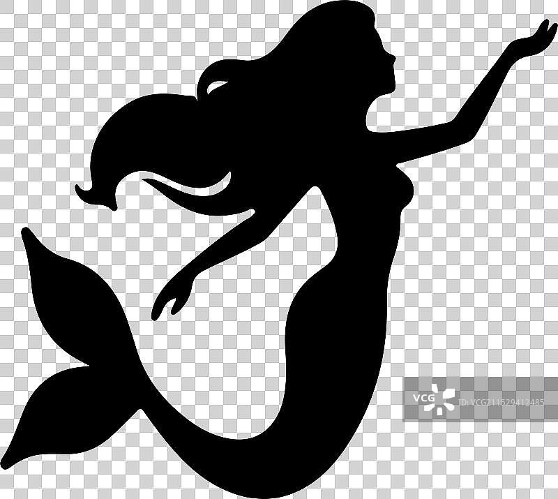 白色背景上的扁平设计美人鱼轮廓图片素材