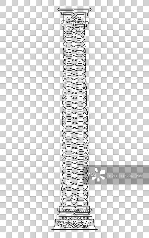 经典雕刻建筑柱子的线条艺术图片素材