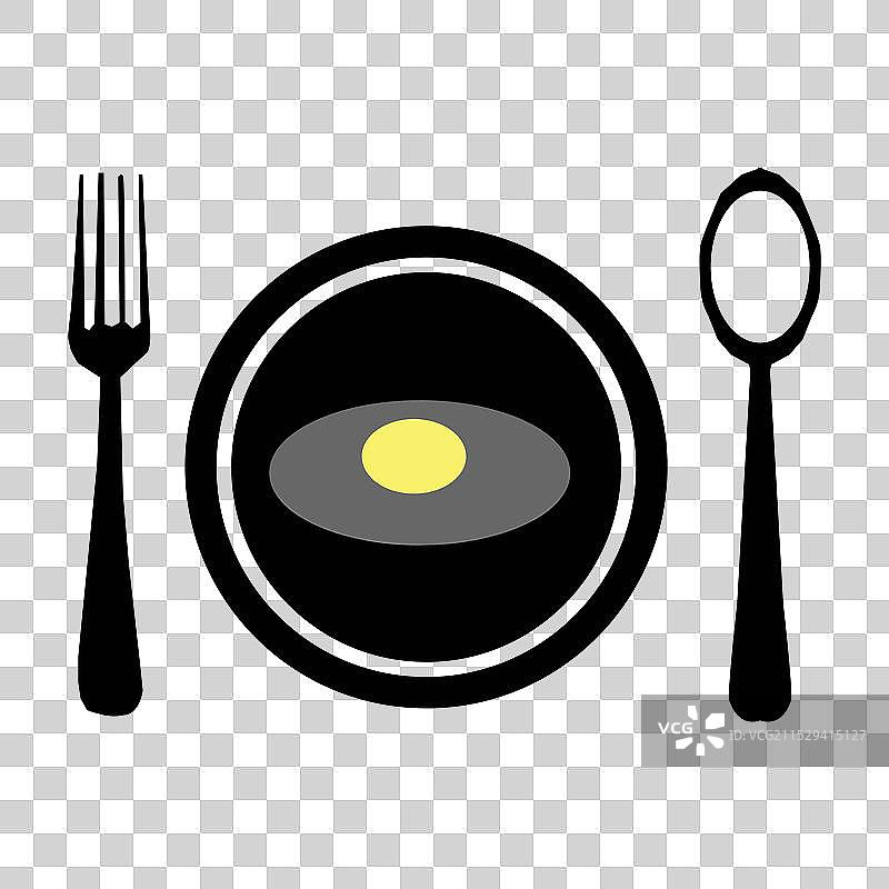 勺子和叉子盘子图标设计图片素材