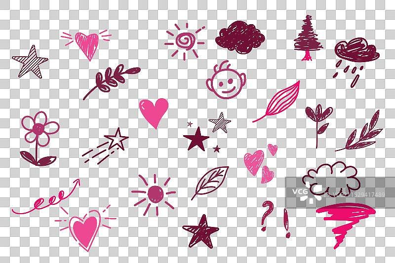 儿童涂鸦蜡笔风格手绘涂鸦草图图片素材