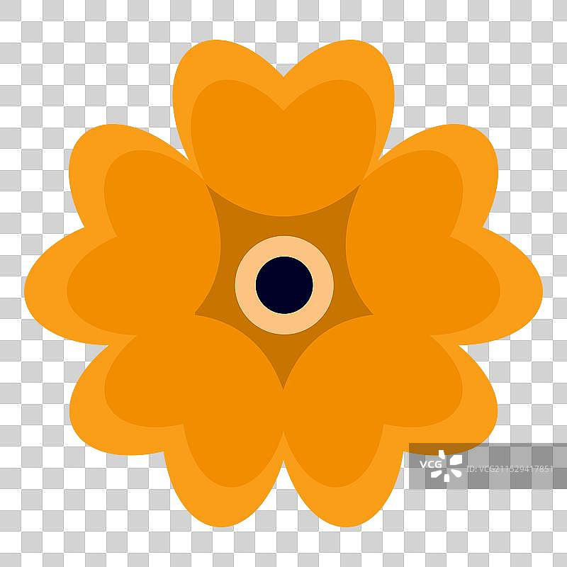 一朵五个心形花瓣的风格化橙色花朵图片素材